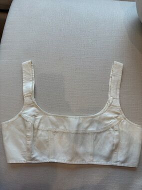 Cult Gaia Cream Square-Neck Crop Top